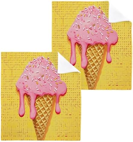 Ice Cream Cone Washcloths 2 Pack Soft Absorbent Towels
