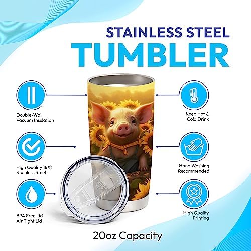 Hyturtle Personalized Pigs with Sunflowers Tumbler