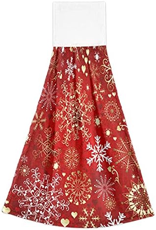 Winter Snowflake Kitchen Towels Red