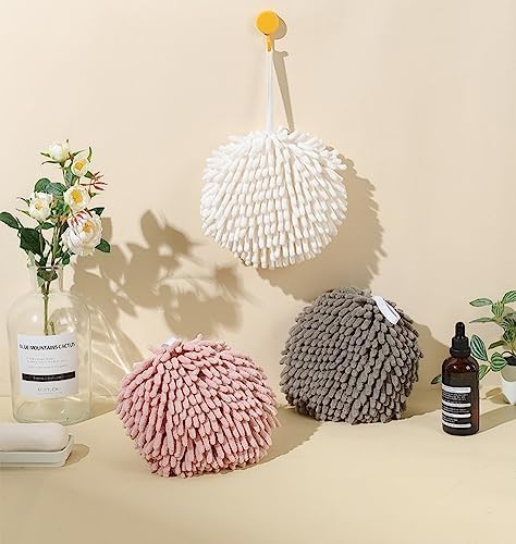 Chenille Hand Towel Set of 2 with Hanging Loops