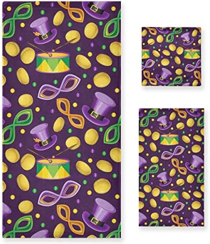 Mardi Gras Coins Bath Towels Set of 3 Extra Large Pure Cotton