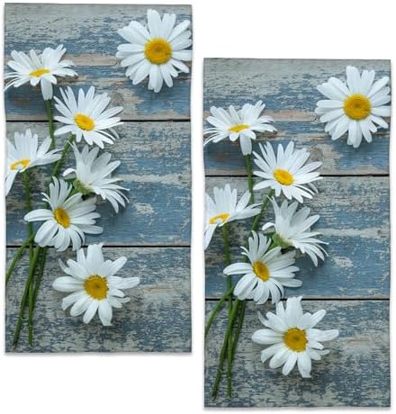 BIGXIUKA White Daisy Hand Towels Set of 2