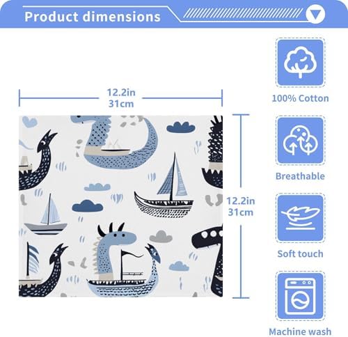 Viking Dragon Ship Washcloth Set - Fast Drying MultiPurpose Face Body Towels