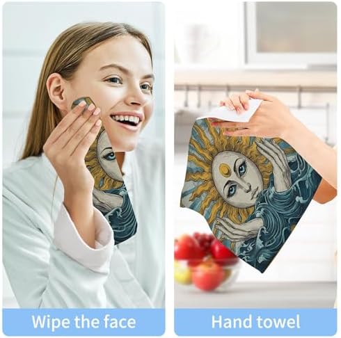 Xigua Sun and Eyes Washcloths Set of 2 12x12 Inch
