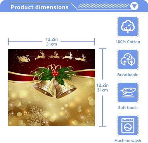 ALAZA Golden Christmas Bells Multipurpose Washcloth Set