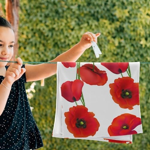 Vibrant Red Poppy Hand Towels