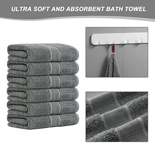 Aibaser 6 Piece Bath Towel Set - Grey