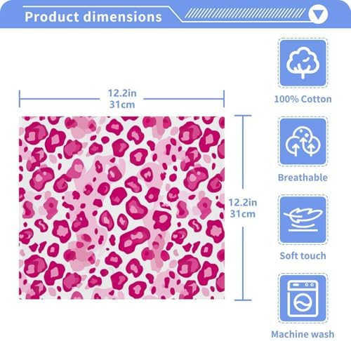 Pink Leopard Washcloths 2-Pack Soft Reusable Cotton Face Towels