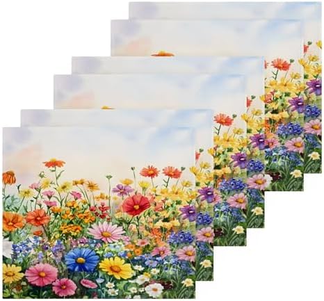 Colorful Wildflowers Washcloth Set - 12x12 Durable Absorbent