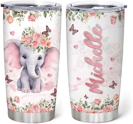 Personalized Elephant Tumbler Custom Design Gift for Kids and Adults