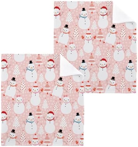 Xigua Christmas Snowman Washcloths Set of 2 12 x 12 Inch