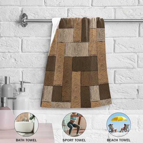 XALOGEER Brown Beige Parquet Hand Towels 14x28