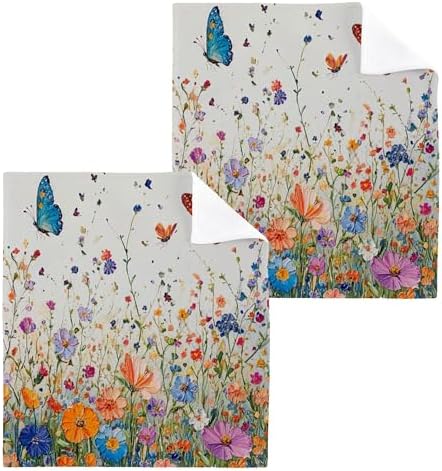 Stunning Xigua Vibrant Wildflowers Washcloth Set for Your Home or Travel