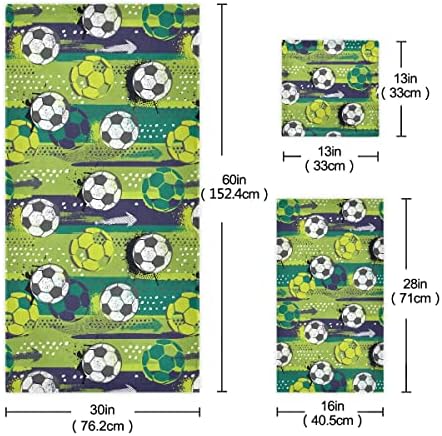 Soccer Ball Bath Towels Set for Hand Body