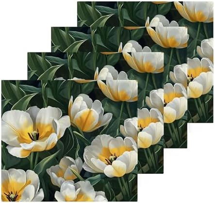 Distinctive Yellow Tulip Washcloth Set