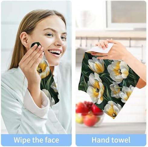 Distinctive Yellow Tulip Washcloth Set