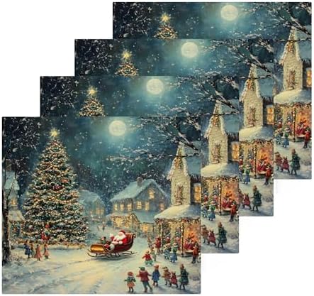 Xigua Christmas Night Scene Washcloths Set of 2 - 12x12 Inch