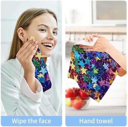 Xiuga Rainbow Colors Star Washcloth Set