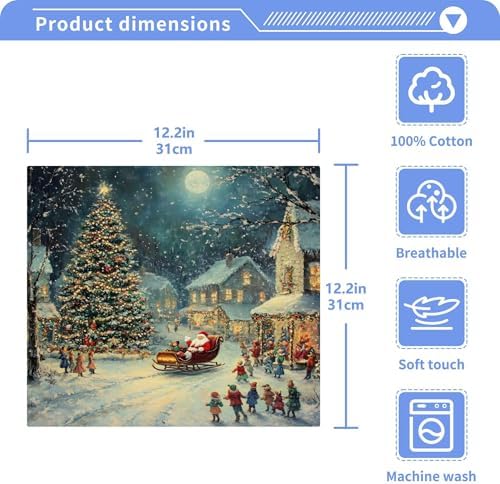 Xigua Christmas Night Scene Washcloths Set of 2 - 12x12 Inch