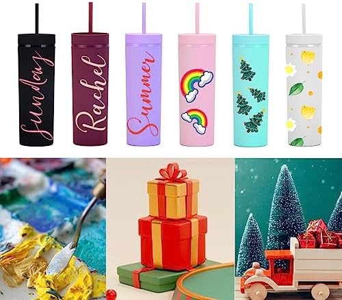 Matte Skinny Tumblers with Lids and Straws 16oz Bulk