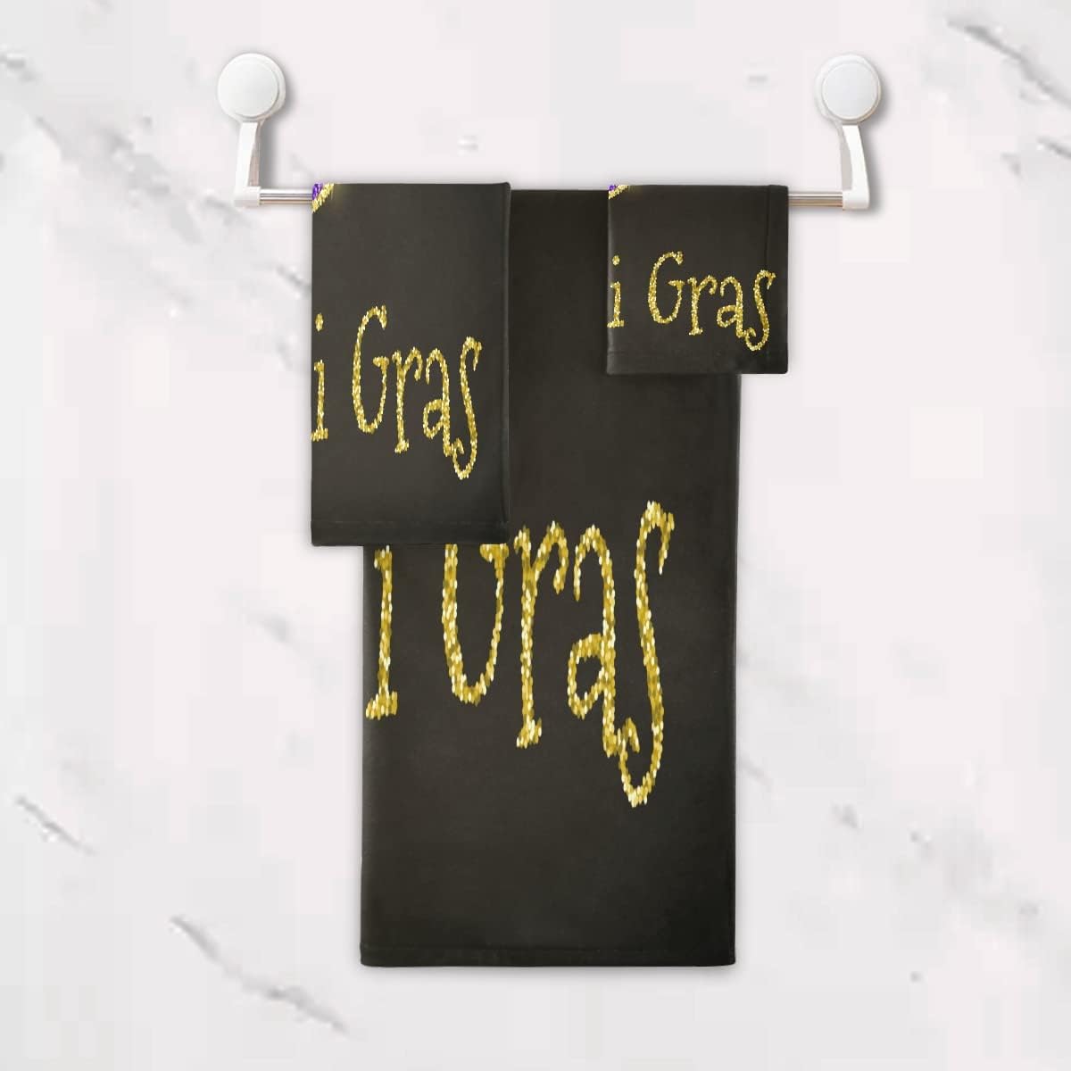 Mardi Gras Beads bath towel set - 3-piece absorbent cotton bath towels