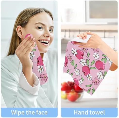 Xigua Cute Cherry Washcloths Set of 2 12x12 Inch