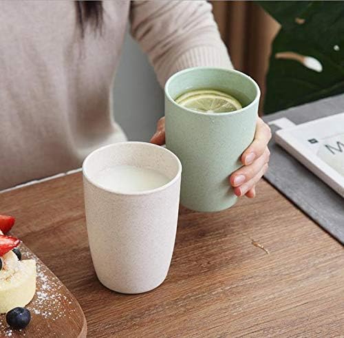5-Pack Wheat Straw Reusable Drinking Cups - Blue 12 Oz