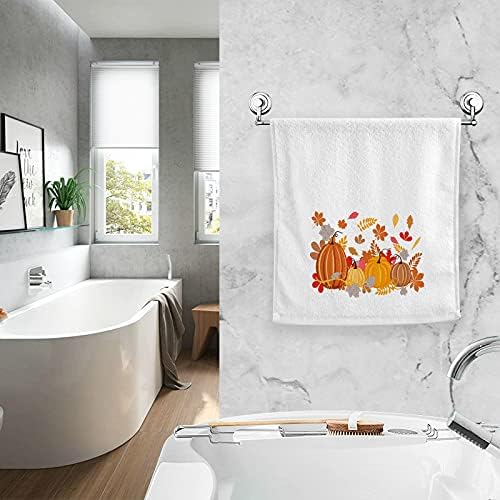 Autumn Leaves Pumpkins Hand Towels Fall Thanksgiving Red Orange Cotton Washcloths