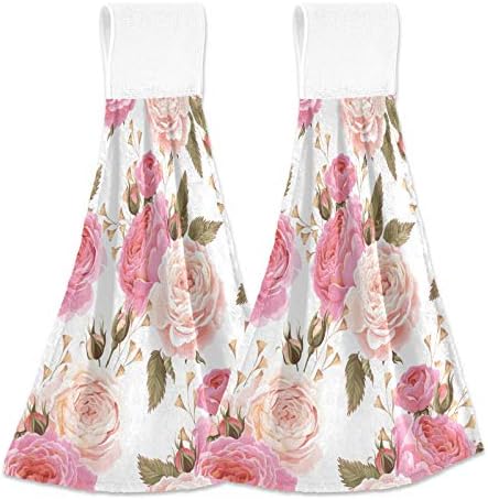 2-Piece Pink Rose Hand Towels