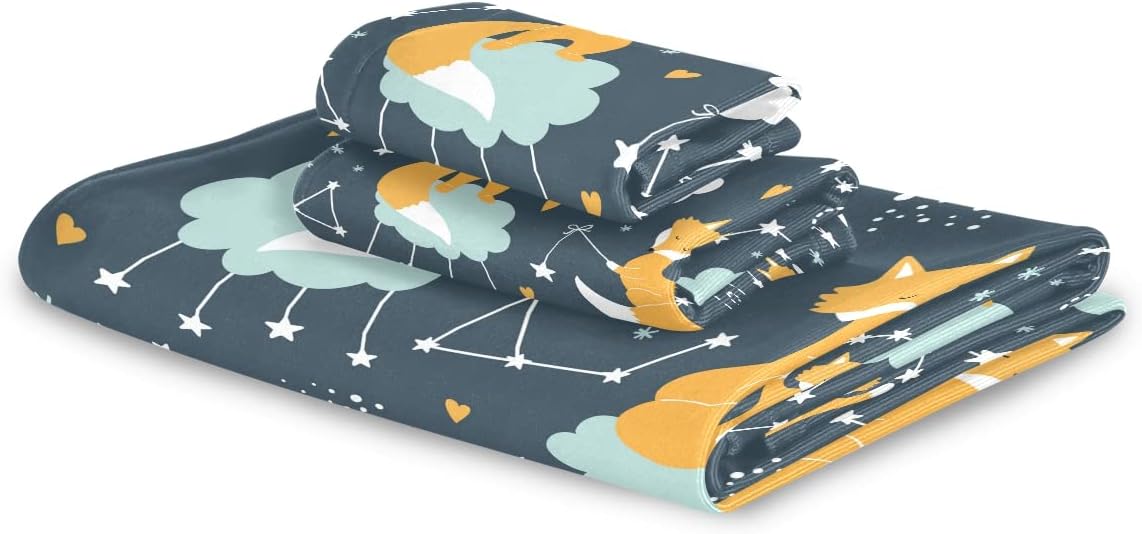 DOMIKING Adorably Perfect Cute Fox Bath Towels Set