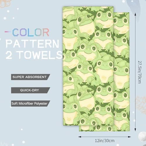 AmePay Cute Frog Hand Towels Set of 2 145 x 28