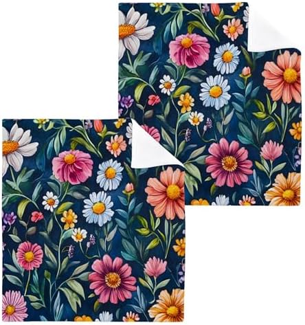 Durable Washcloth Set with Wildflowers 2-12 Sizes
