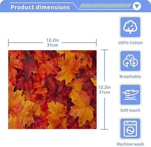 Autumn Leaves 12x12 Cotton Bath Towels Set