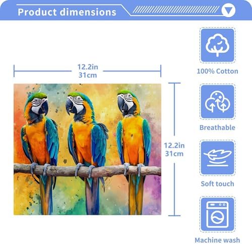 Xigua Parrot Washcloth Set - Fast Drying Multi-Purpose Towels for Bathroom Kitchen