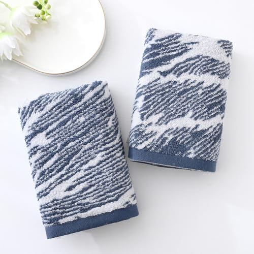 YiLUOMO 2-Piece Blue Cotton Zebra Towel Set