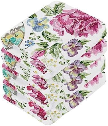 ALAZA Floral Roses Violets Washcloth Set