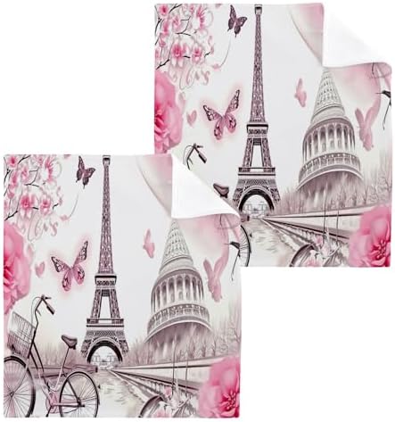 YETTASBIN Eiffel Tower Washcloths 2 Pack