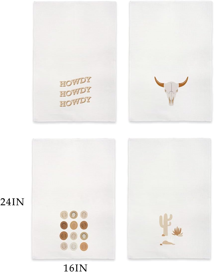 Retro Skull Cactus Western Charms 16x24 Set of 4