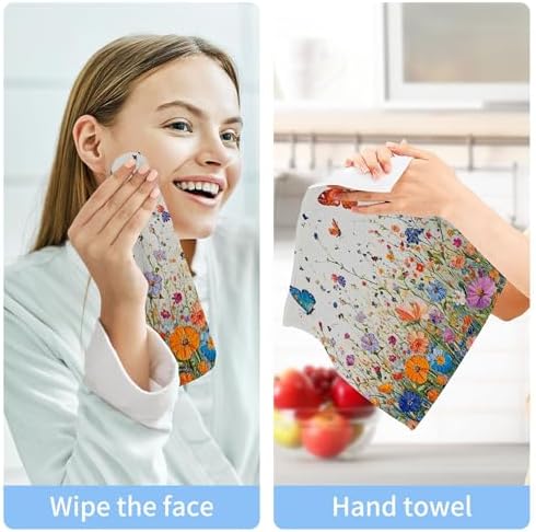 Stunning Xigua Vibrant Wildflowers Washcloth Set for Your Home or Travel