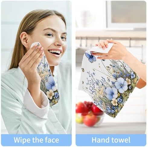 Xigua Fast Drying Washcloth Set - Blue and Yellow for Bathroom and Travel