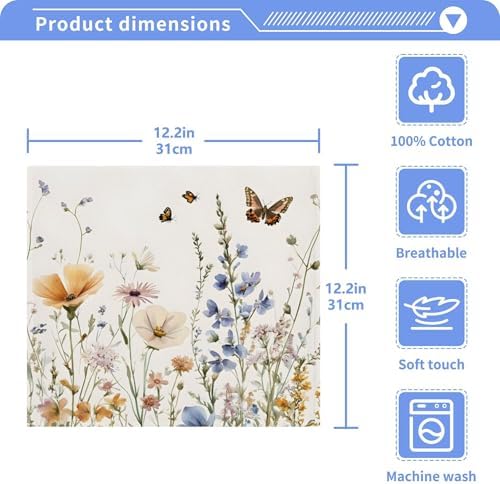 Xigua Wildflowers Washcloths Set of 2 12x12 Inch 1