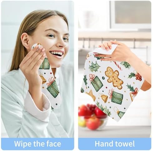 Xigua Cute Christmas Pattern Washcloths Set of 2 12 X 12 Inch