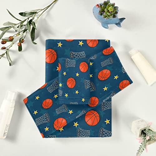 DOMIKING Basketball Towel Set of 3 Pure Cotton Bath Towels