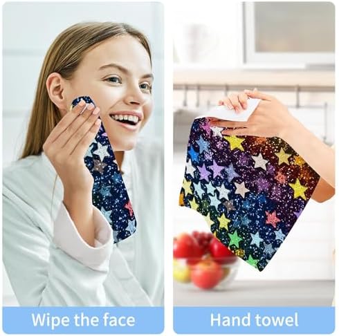 Xigua Rainbow Stars Washcloths Set of 2 - 12x12 Inch