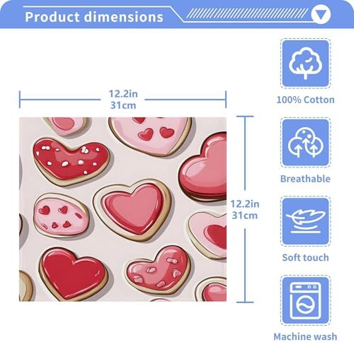 Xigua Valentines Cookies Washcloth Set - 2-12PCS 12x12