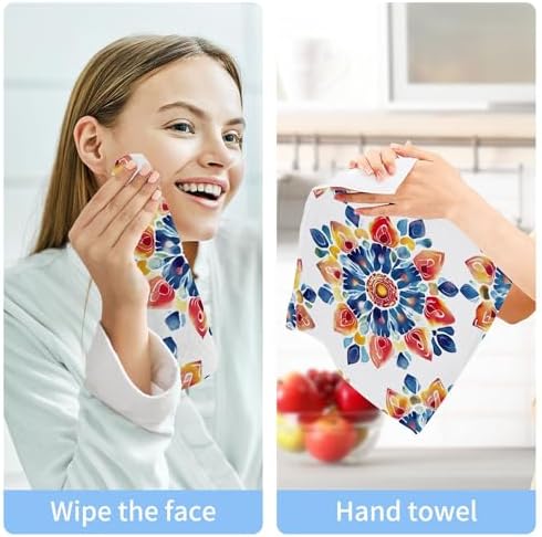 Stylish Mandala Washcloth Set Fast Drying Eco-Friendly for Home Kitchen