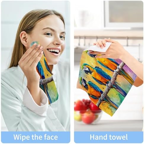 Xigua Parrot Washcloth Set - Fast Drying Multi-Purpose Towels for Bathroom Kitchen