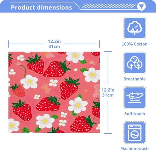 Strawberry Washcloth Set Reusable Soft 12x12