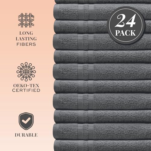 White Classic 24 Pack Cotton Washcloths for Body and Face