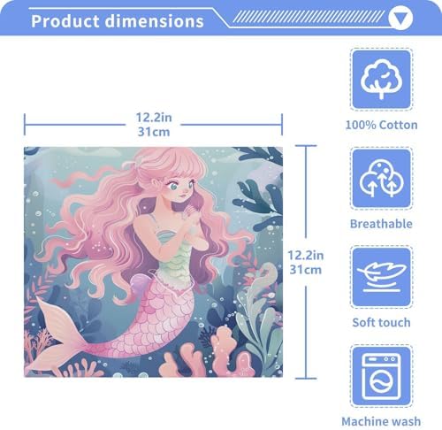 Mermaid Washcloths 2 Pack Soft Absorbent Towels